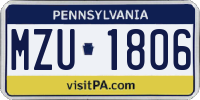 PA license plate MZU1806