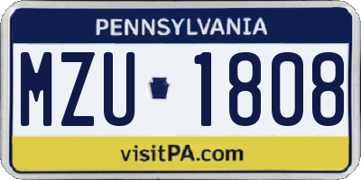 PA license plate MZU1808