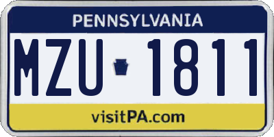 PA license plate MZU1811