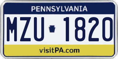 PA license plate MZU1820