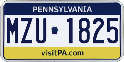 PA license plate MZU1825