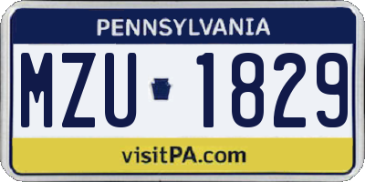 PA license plate MZU1829