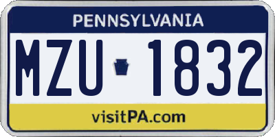 PA license plate MZU1832