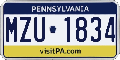 PA license plate MZU1834