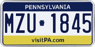 PA license plate MZU1845