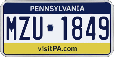 PA license plate MZU1849