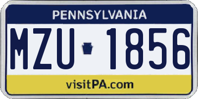 PA license plate MZU1856