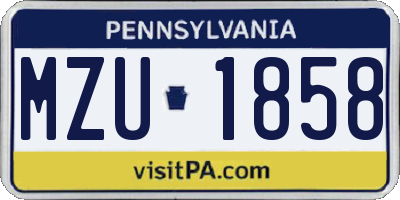 PA license plate MZU1858