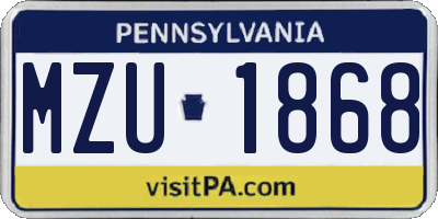 PA license plate MZU1868