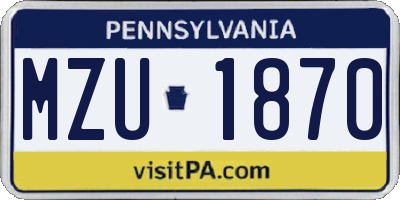 PA license plate MZU1870