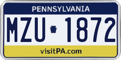 PA license plate MZU1872