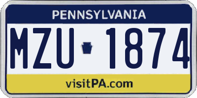 PA license plate MZU1874
