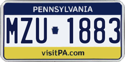PA license plate MZU1883