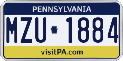 PA license plate MZU1884