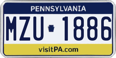 PA license plate MZU1886
