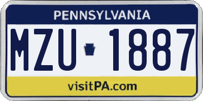 PA license plate MZU1887