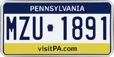 PA license plate MZU1891