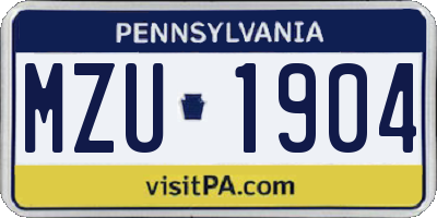 PA license plate MZU1904