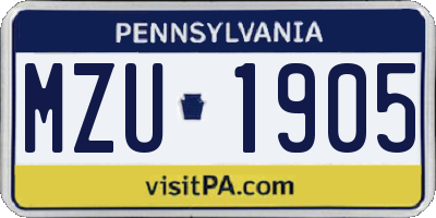 PA license plate MZU1905