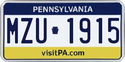 PA license plate MZU1915