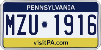 PA license plate MZU1916