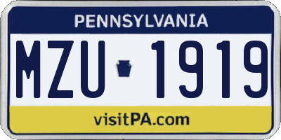 PA license plate MZU1919
