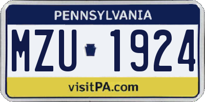 PA license plate MZU1924