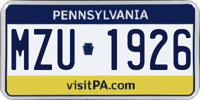 PA license plate MZU1926