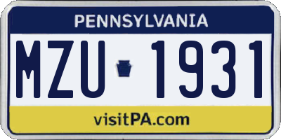 PA license plate MZU1931