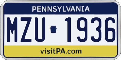 PA license plate MZU1936