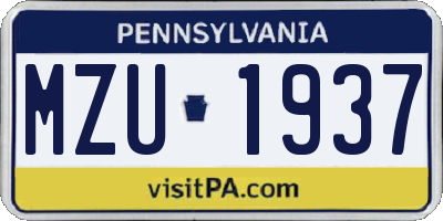 PA license plate MZU1937