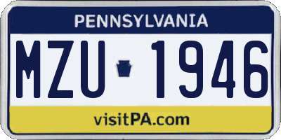 PA license plate MZU1946