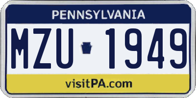 PA license plate MZU1949