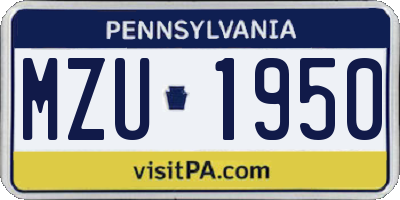 PA license plate MZU1950