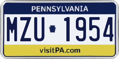 PA license plate MZU1954