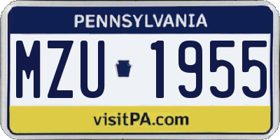 PA license plate MZU1955