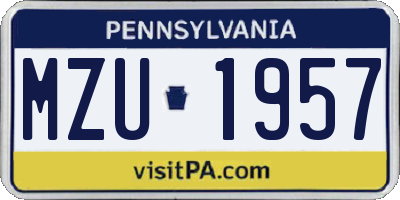 PA license plate MZU1957