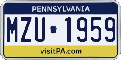 PA license plate MZU1959