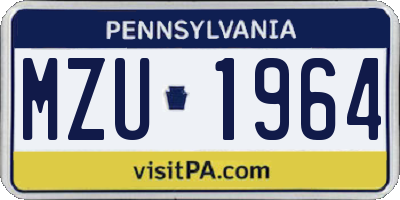 PA license plate MZU1964