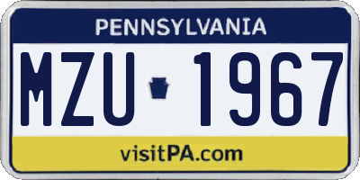 PA license plate MZU1967