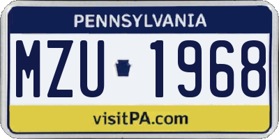 PA license plate MZU1968