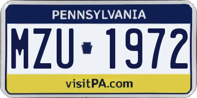 PA license plate MZU1972