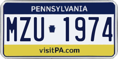 PA license plate MZU1974