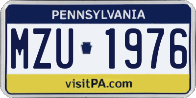 PA license plate MZU1976
