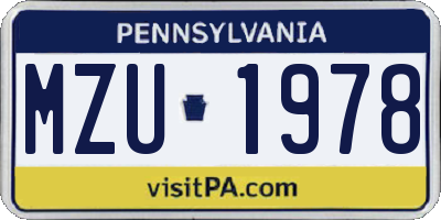 PA license plate MZU1978