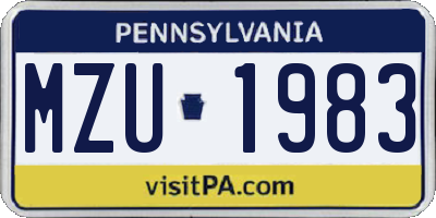 PA license plate MZU1983