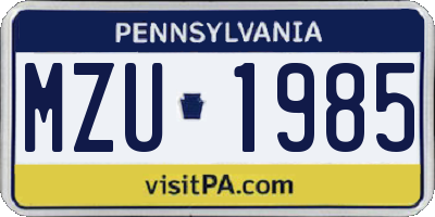 PA license plate MZU1985