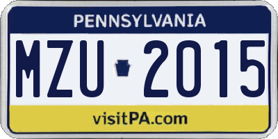 PA license plate MZU2015
