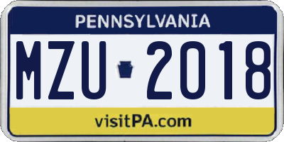PA license plate MZU2018