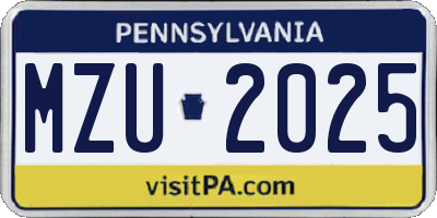 PA license plate MZU2025